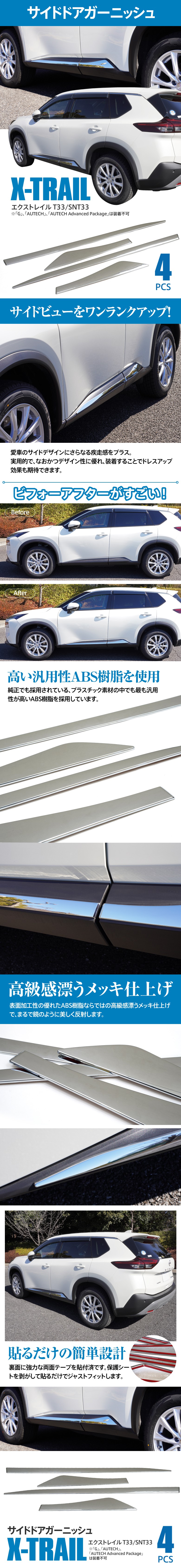 AZ) 日産 エクストレイル T33 X-TRAIL サイドドアガーニッシュ