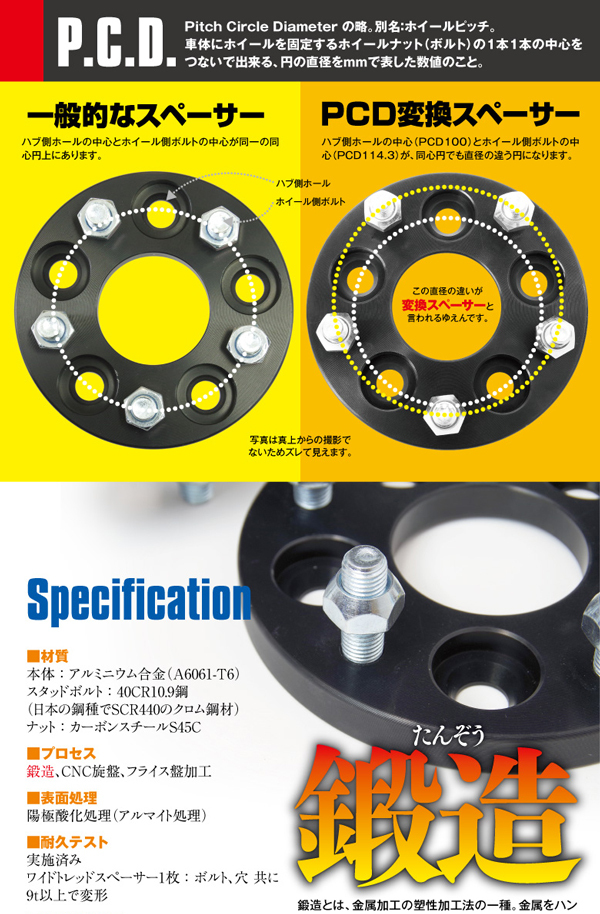 AZ製 PCD変換スペーサー 4H P1.5 20mm 100→114.3 ハブ内径60.1 AL6061