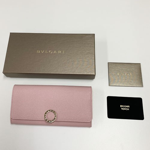 新品同様 箱付き BVLGARI ブルガリ 長財布 ロゴクリップ ピンク