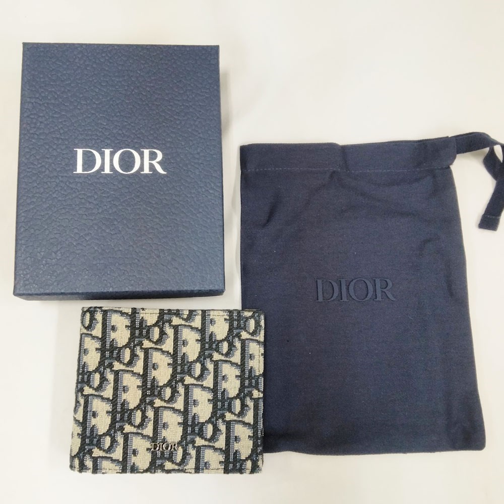 【爆買】DIOR 折り財布 二つ折り オブリーク レディース ブラック ピンク グレー 2OBBH027YSE ディオールの画像