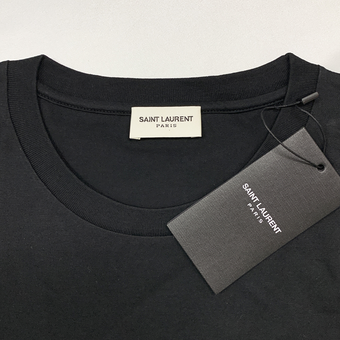 サンローラン ロゴ シンプル 半袖 Tシャツ コットンジャージ レディース ホワイト ブラック 460876YB2DQ SAINT LAURENT Yves Saint Laurent サンローラン ロゴ シンプル 半袖 Tシャツ
