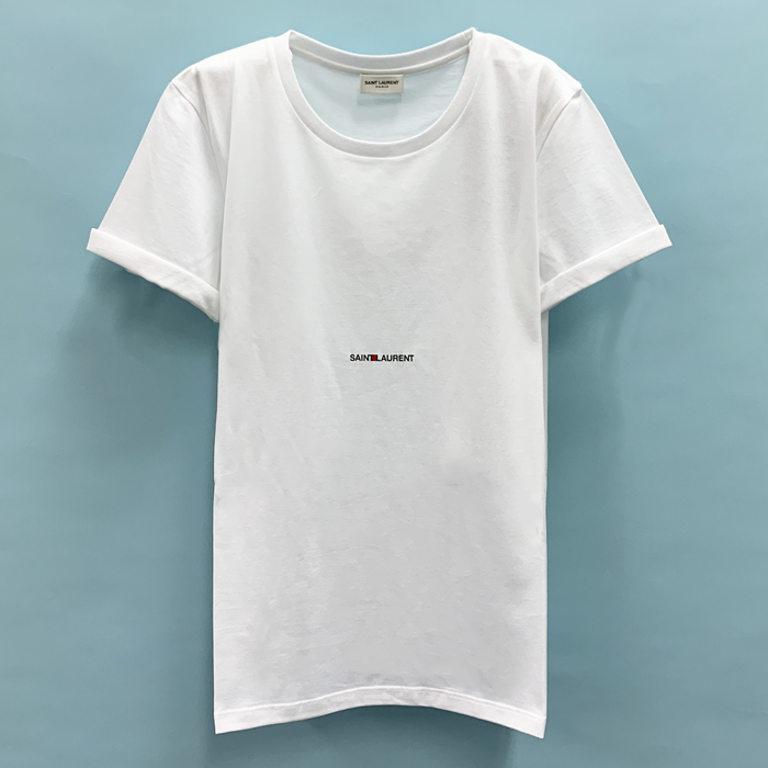 【BONUS ストア+5％】サンローラン Tシャツ 半袖 ロゴ ショートスリーブ メンズ ホワイト ...