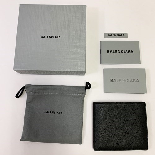 バレンシアガ 財布 小物 ロゴ カーフ製折り財布 ブラック メンズ 594549D6WZN BALENCIAGAの画像