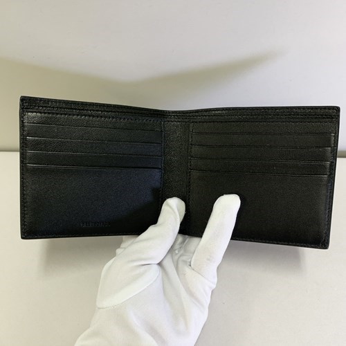 バレンシアガ 財布 小物 ロゴ カーフ製折り財布 ブラック メンズ 594549D6WZN BALENCIAGAの画像