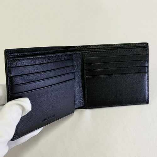 バレンシアガ 財布 小物 ロゴ カーフ製折り財布 ブラック メンズ 594549D6WZN BALENCIAGAの画像