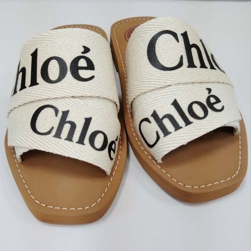 Chloe クロエ Woodyフラットミュール 38 Chloe（クロエ） 靴 サンダル キャンバス製“Woody”フラットミュール