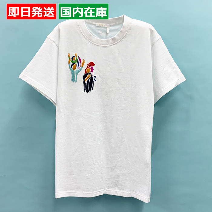 クロエ 半袖 刺繍入りTシャツ レディース ホワイト CHC23WJH01182 CHLOE