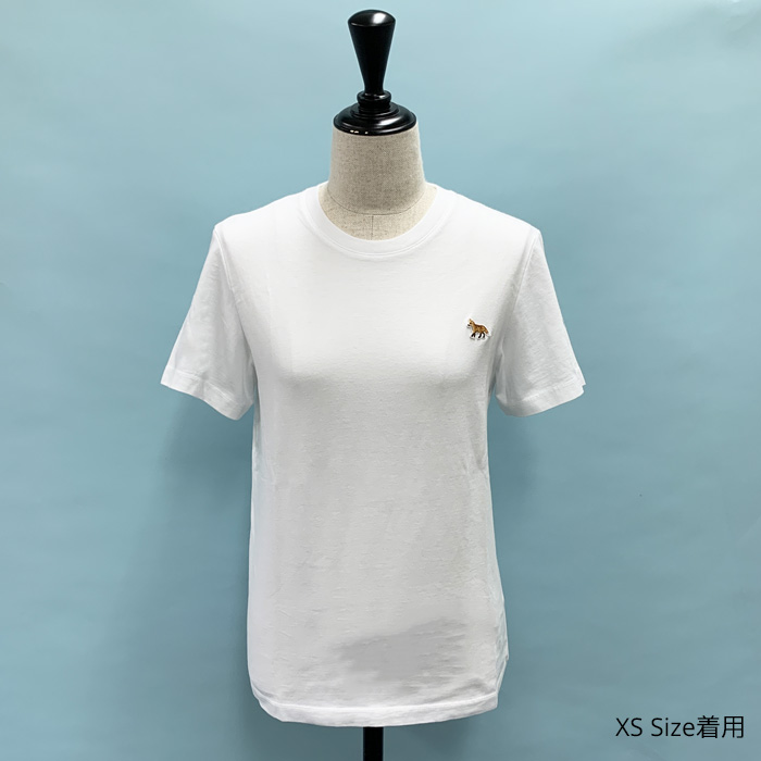 MAISON KITSUNE メゾンキツネ Tシャツ ホワイト MW00110KJ0008 レディース 半袖 カットソー ベビーフォックス フォックス 刺繍パッチ コットン クルーネック MAISON KITSUNE メゾンキツネ Tシャツ MW00110KJ0008 レディース