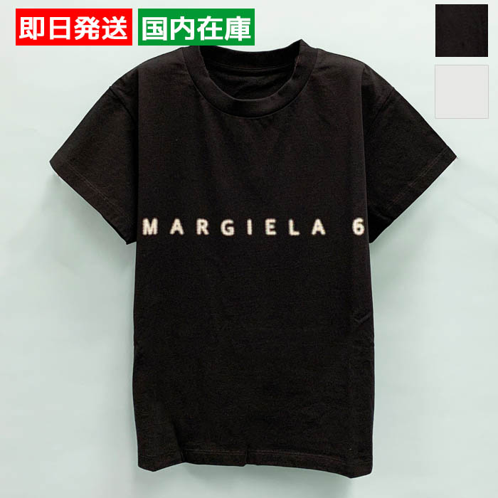 エムエムシックス メゾン・マルジェラ トップス 半袖Tシャツ フロント ロゴ Tシャツ レディース ホワイト ブラック S52GC0265S24312