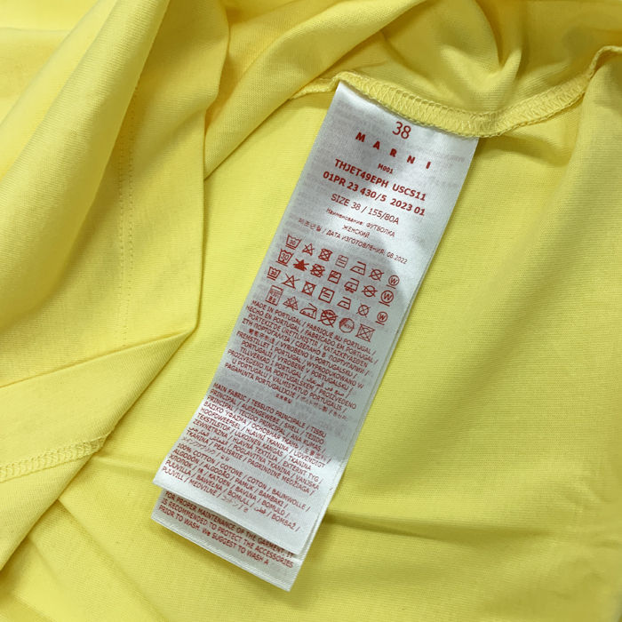 マルニ Tシャツ・カッ トソー フロント ロゴ Tシャツ 半袖 レディース 黄色 レモン THJET49EPHUSCS11 MARNI MARNI マルニ Tシャツ・カッ トソー フロント ロゴ Tシャツ 半袖