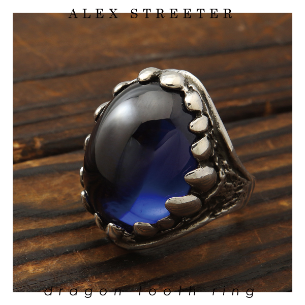 アレックスストリーター Alex Streeetr ドラゴントゥースリング ウィズ ドーム イン スカルリング レッド