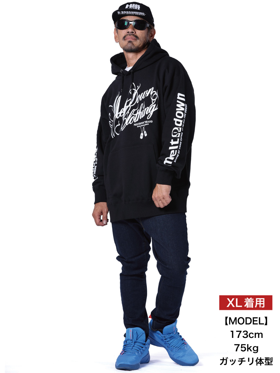 MELTDOWN(メルトダウン) スウェットパーカー SCRIPT HOOD SWEAT(MD