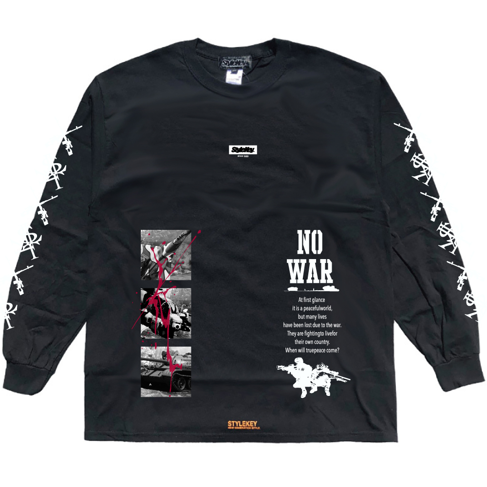 STYLEKEY(スタイルキー) 長袖Tシャツ ANTI-WAR L/S TEE(SK22FW-LS08) ロンT ストリート系 ヒップホップ B系  戦争反対 反戦