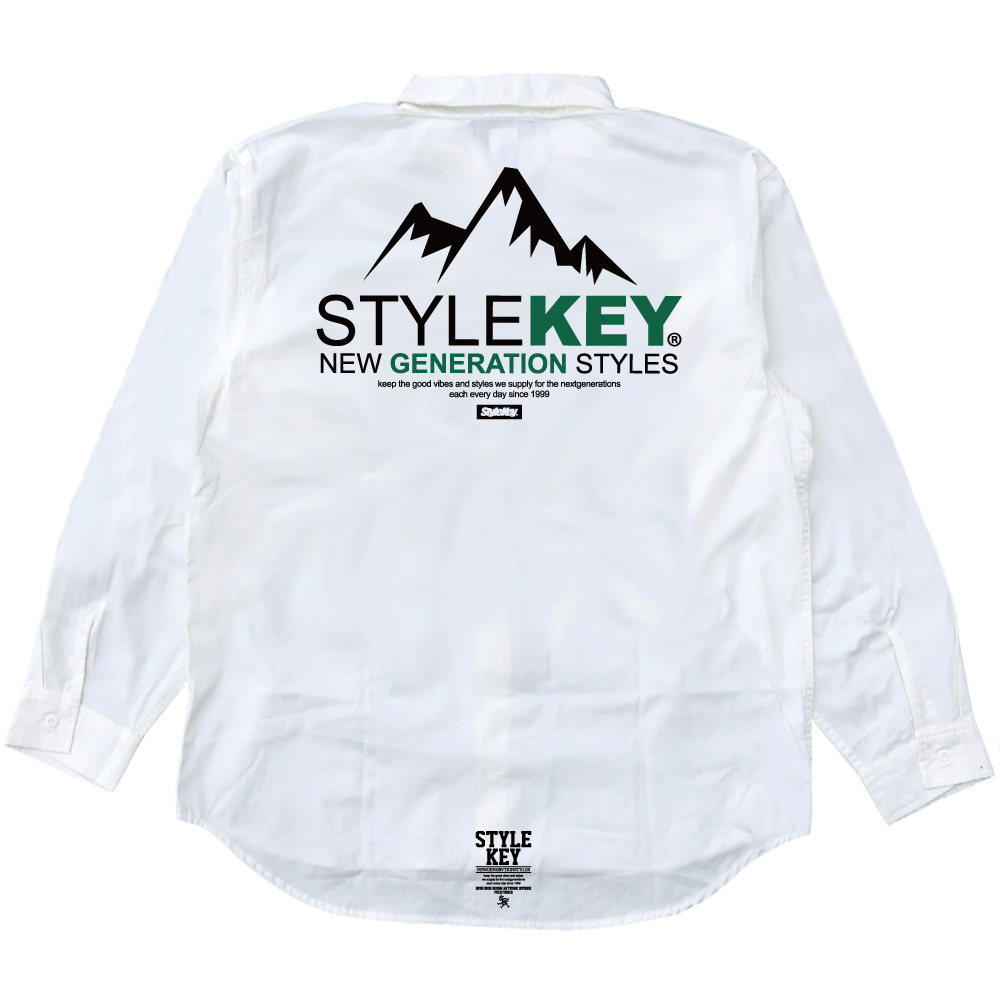 STYLEKEY スタイルキー 長袖ワークシャツ CLIFF L/S WORK SHIRT (SK23FW-BL01) ストリート系 ヒップホップ B系 ロゴ 大きいサイズ