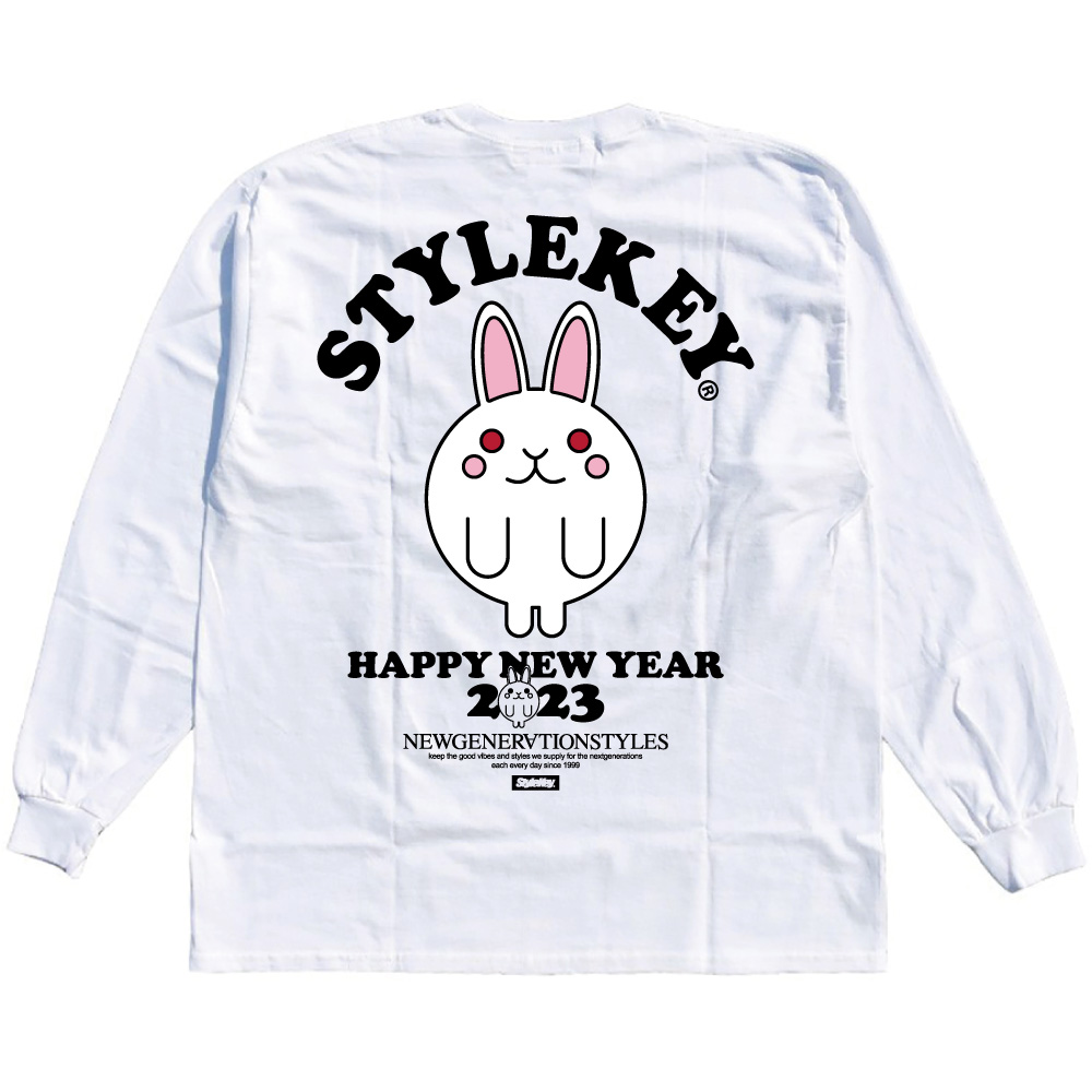 STYLEKEY(スタイルキー) 長袖Tシャツ HAPPY NEW YEAR 2023 L/S TEE(SK23LTD-LS01) ストリート系 限定 B系 うさぎ 大きいサイズ｜b-bros｜02