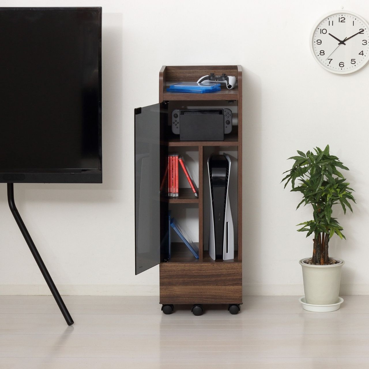 クロシオ ゲーム機ラック キャスター付き ( PS5 スイッチ 収納ラック