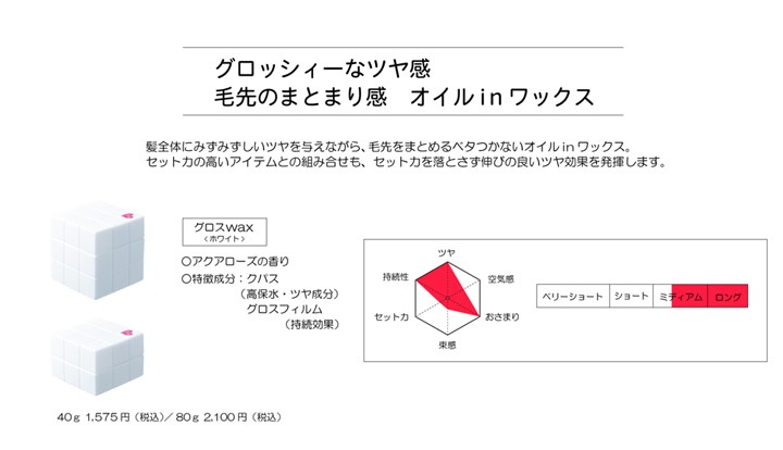 アリミノ ピース PEACE プロデザイン グロスワックス ホワイト 80g BC