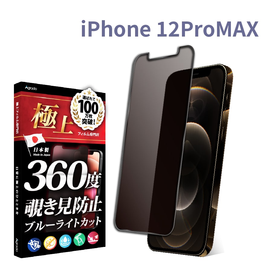 iPhone 12 Pro Max 覗見防止 フィルム 360度 12ProMax ブルーライト