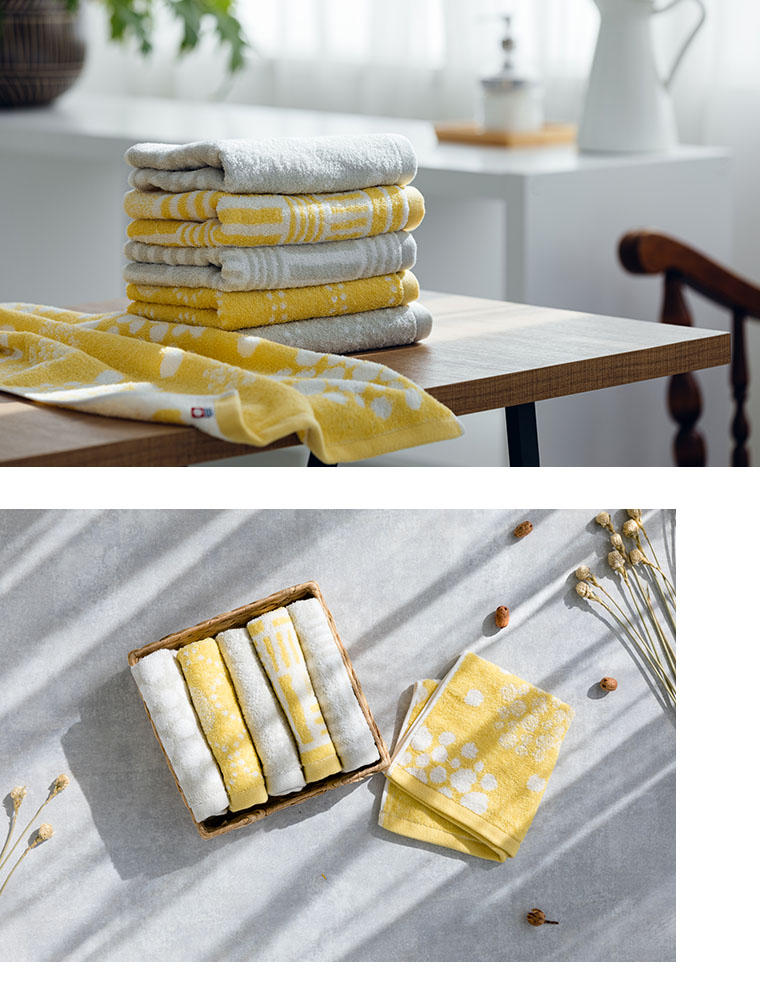 今治タオル フェイスタオル aika 3枚セット 福袋 約34×80cm 日本製 タオルセット まとめ買い 綿100% 今治 北欧 幾何柄 吸水 速乾 薄手 イエロー グレー | 今治タオル | 08
