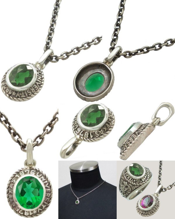 エメラルドグラス シルバー カレッジペンダントトップ : シルバー