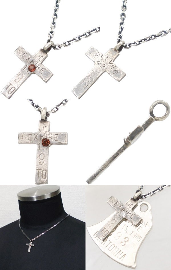 1月)ガーネット アンティーク クロス シルバー ペンダントトップ