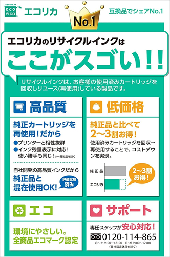 エコリカ インク ecorica エプソン ITH−M対応リサイクルインク マゼンタ ESP−EITH−M 残量表示対応 リサイクル | エコリカ | 02