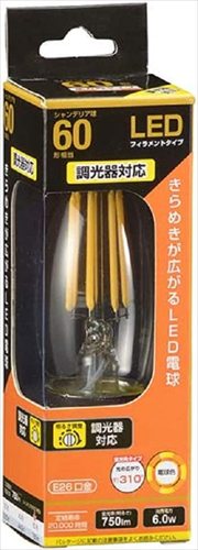 OHM LED�d�� �t�B�������g �V�����f���A�` E26 60�^���� 6W �d���F �N���A ������Ή� OHM LDC6L�^D C6 06?3490 �I�[���d�@