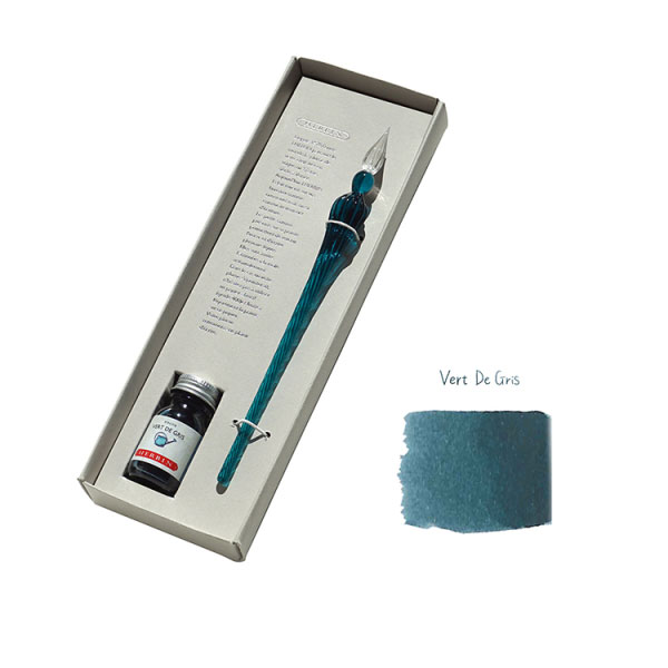 エルバン（HERBIN） ガラスペン つむぎ＆ミニインクセット エメラルド
