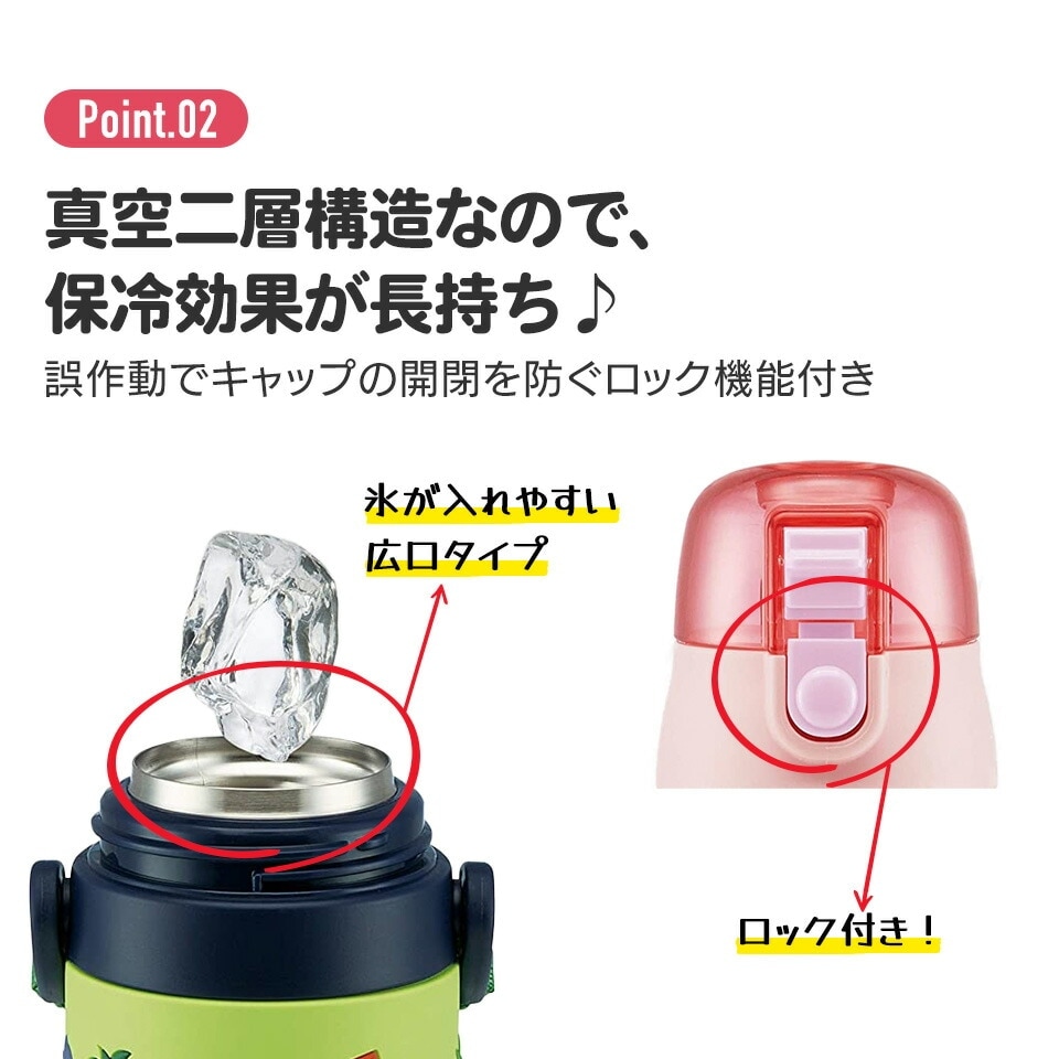 超軽量 3Dダイレクトステンレスボトル 480ml ディノサウルス 保冷 Skater 水筒 立体プリント ワンプッシュオープン ダイレクト 広口 | スケーター | 02