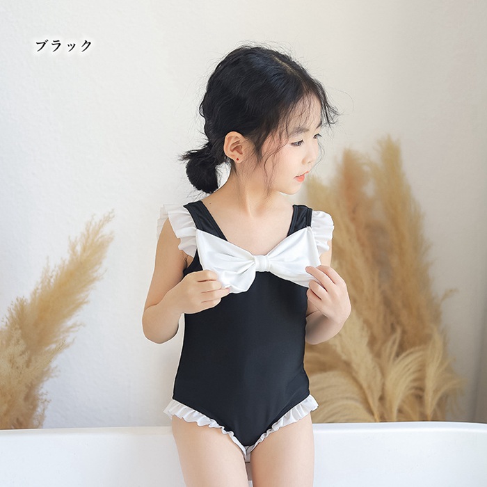 キッズ 水着 女の子 ワンピ水着 オールインワン リボン スイムキャップ 夏 クーポン対象外 海 プール 無地 子供 海水浴 ベビー水着 かわいい フリル 赤ちゃん 幼稚園 ビーチ
