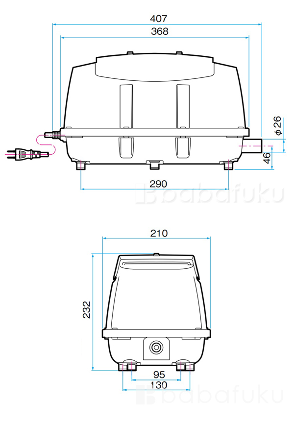 ブロア 日東工器(クボタ)LA-100 詳細図 ブロア 日東工器(クボタ)LA-100 詳細図