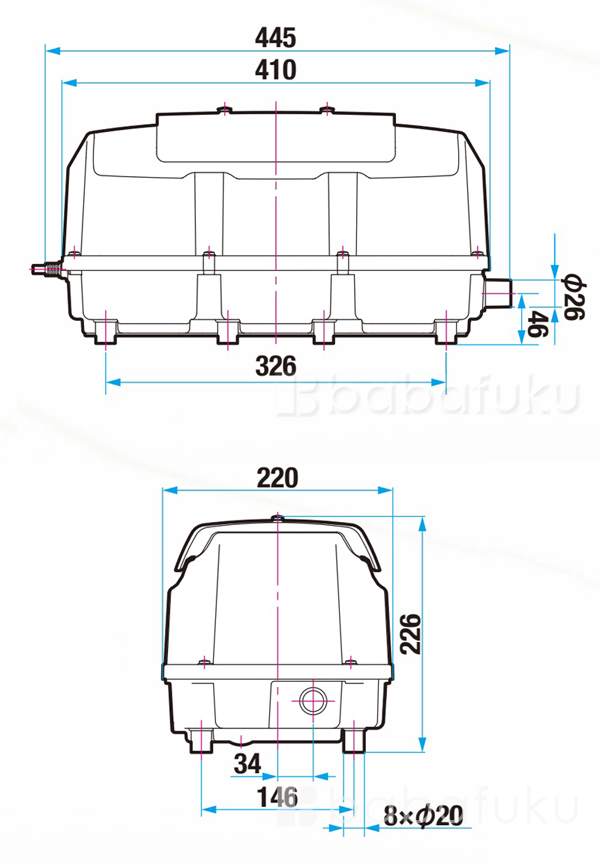 ブロア 日東工器LA-150F 詳細図