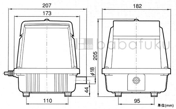 浄化槽ポンプ 日東工器(クボタ)LA-40E 詳細図