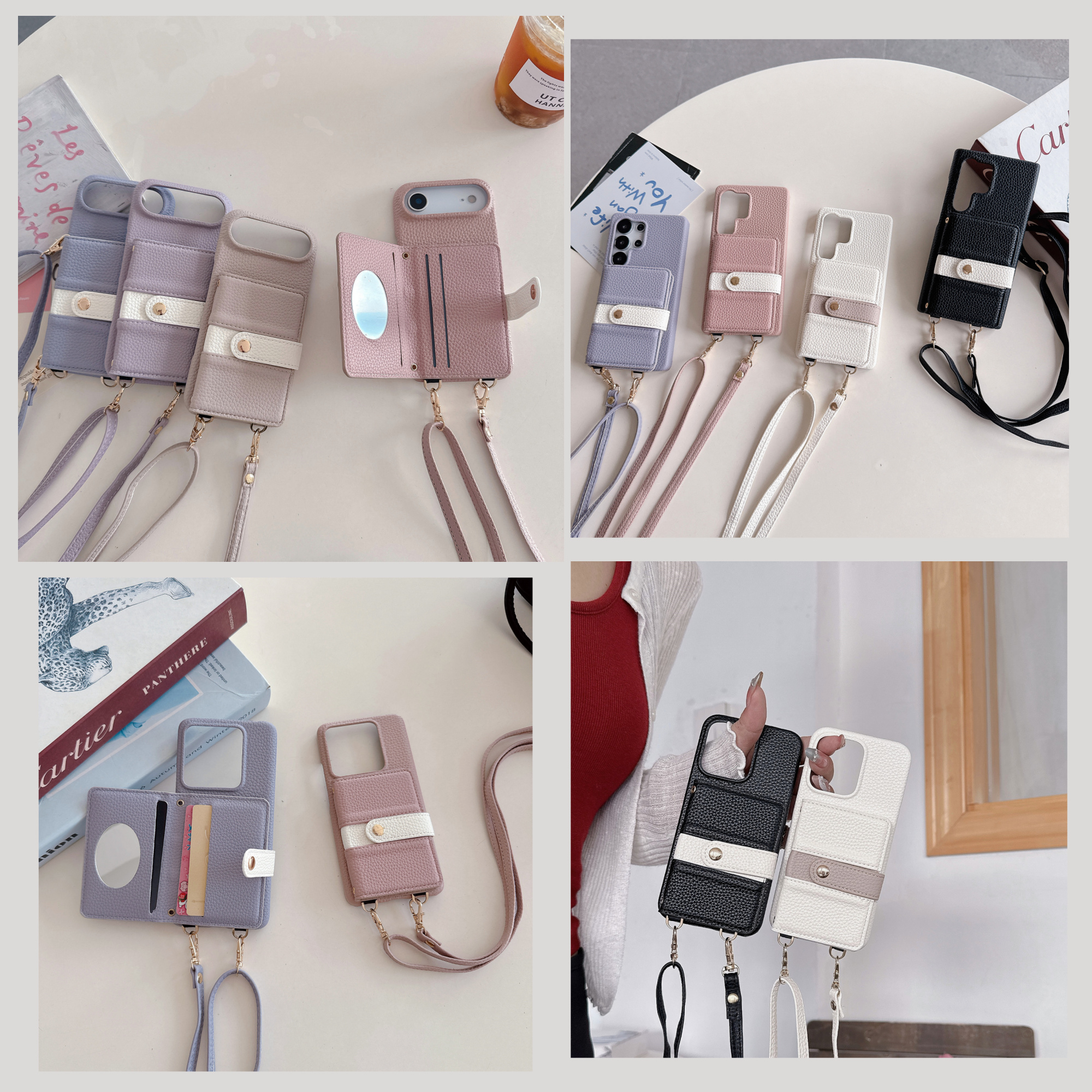 鏡 携帯ショルダー バイカラー OPPO Reno13 A ケース Reno11 ミラー