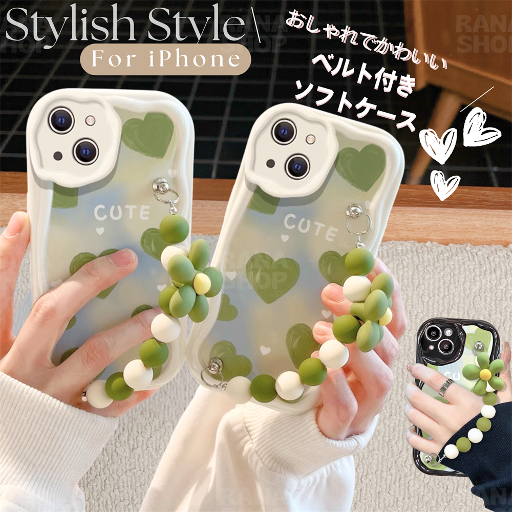 ベルト付き iphone16 ケース なみなみ iphone15 ウェーブ ハート