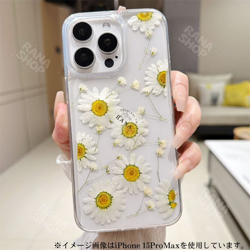 iPhone17ケース 押し花 クリアケース 本物のお花 スマホケース