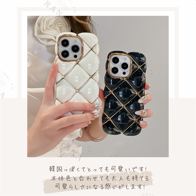 iphone16 ケース クリアケース iphone15 iphone14 iphone13 iphone13pro iphone12 pro iphone11 iPhone ケース ウェーブ かわいいポコポコ キルティングケース |  | 04