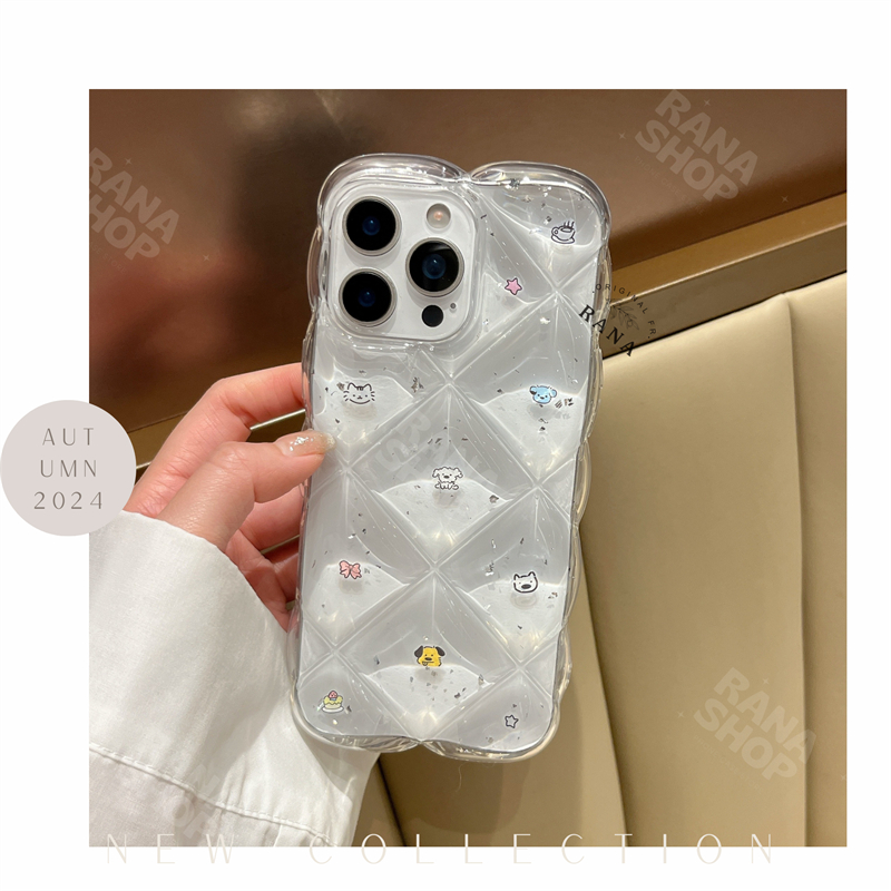 iphone16 ケース クリアケース かわいい iphone15 iphone14 iphone13 iphone12 pro iphone11 ケース ウェーブ なみなみ ポコポコ キルティングケース 透明 |  | 03
