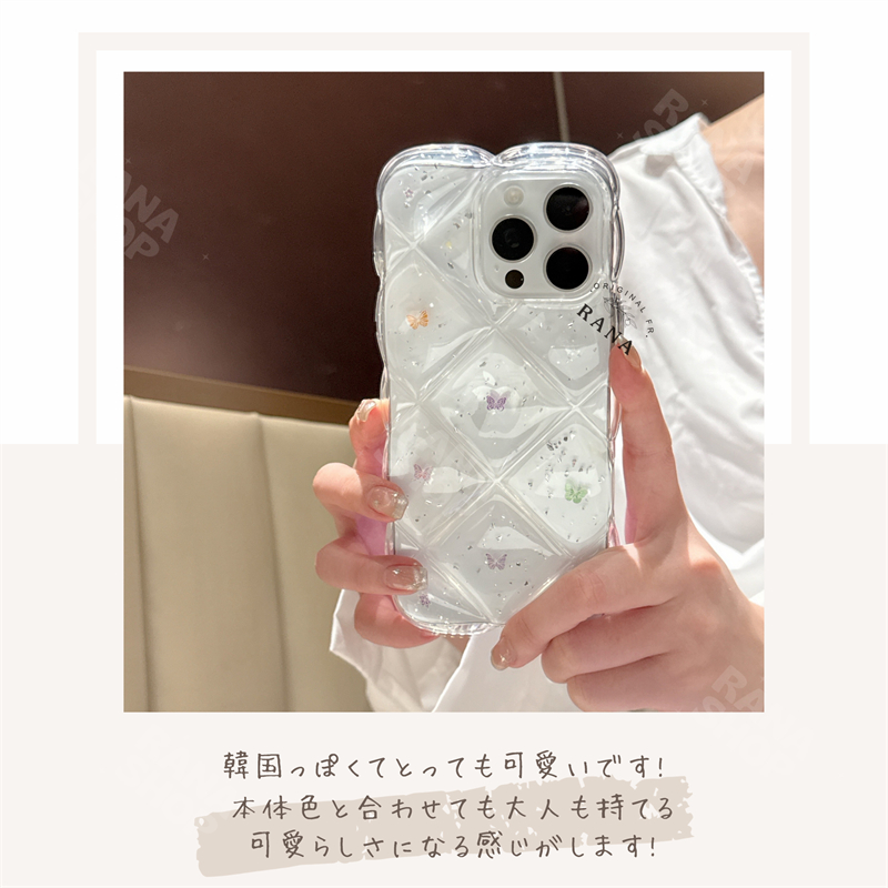 iphone16 ケース クリアケース かわいい iphone15 iphone14 iphone13 iphone12 pro iphone11 ケース ウェーブ なみなみ ポコポコ キルティングケース 透明 |  | 04