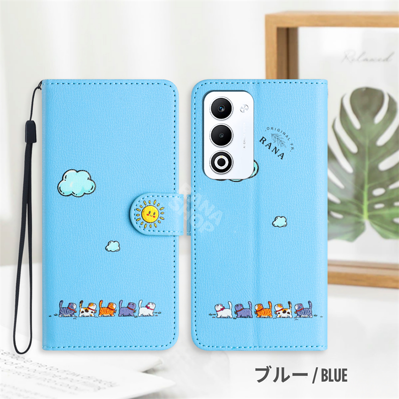 OPPO Reno5 　アイスブルー　手帳型カバーおまけつき 猫柄 OPPO A5 5G A5x Reno 14 ケース 手帳型 携帯ケース キャラクター