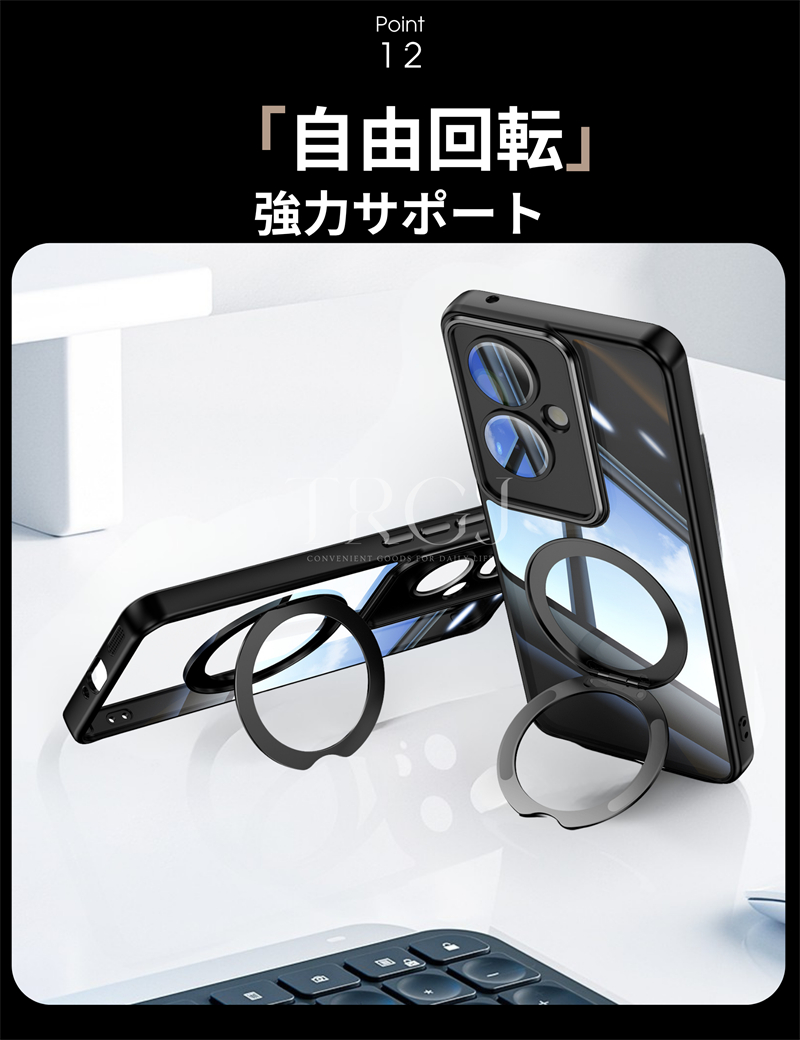 スタンド付き OPPO A5 5G ケース Reno13 A クリア 折りたたみ式 クリア