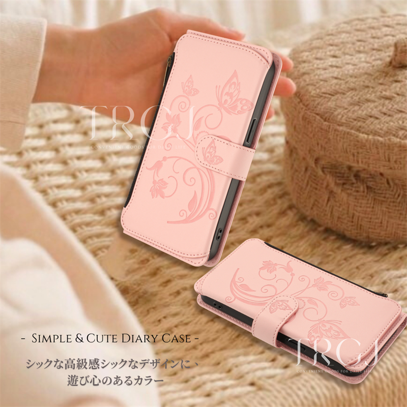 2WAY ストラップ付き Google Pixel 10a 9a 8a ケース 手帳型 蝶柄 花