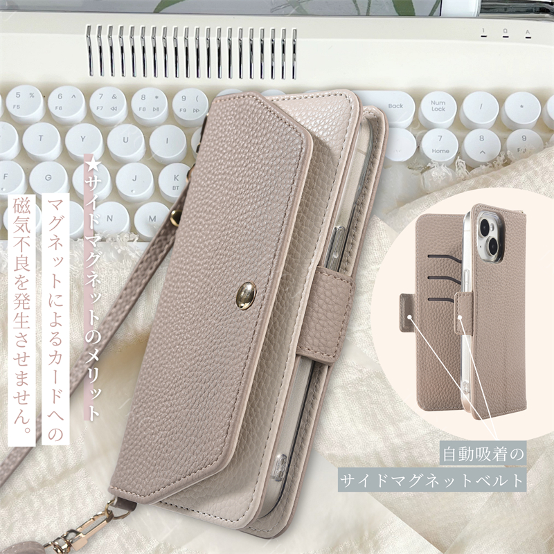 ミラー付き iPhone16 ケース ショルダー 手帳型 小銭入れ iPhone15Pro 15Plus 15Promax iPhone14 ケース ストラップ付き iPhone13mini iPhone13 ケース 可愛い |  | 04