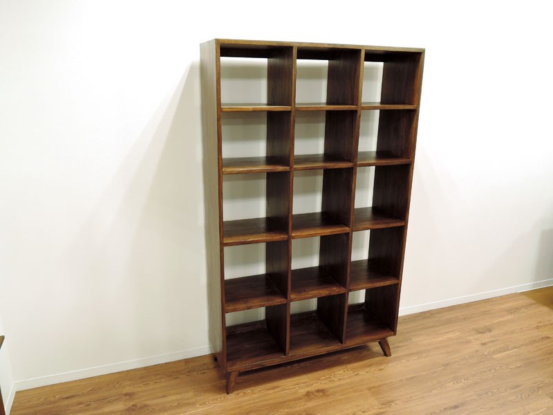 オープンラック チーク 無垢 幅110cm ブックシェルフ アジアン 北欧