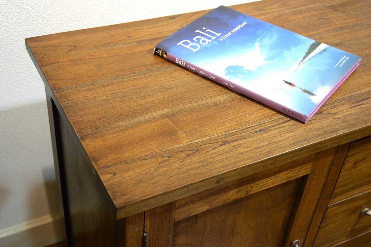 サイドボード チーク無垢材 120cm アジアン家具 北欧 木製