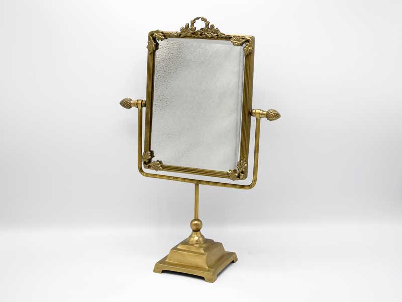 卓上鏡 スタンドミラー アンティーク スクエア ブラス 真鍮 鏡 ミラー