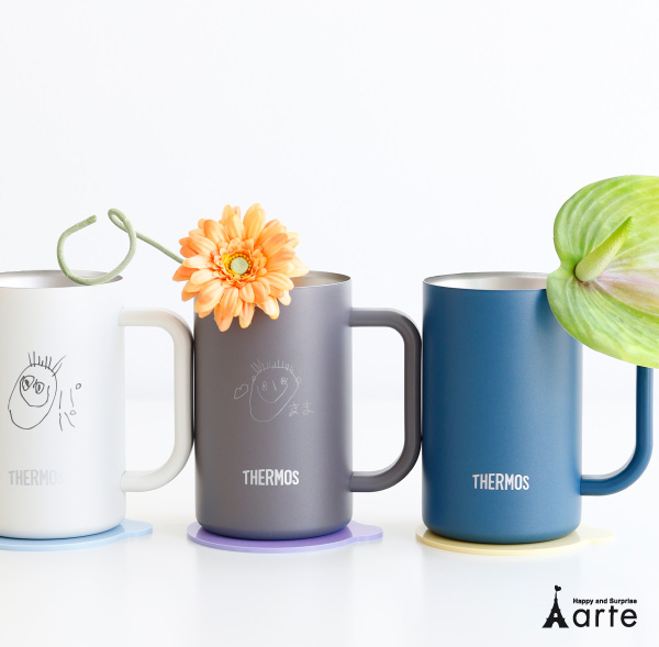 THERMOS（サーモス） ビールジョッキ 600ml 似顔絵イラスト 父の日