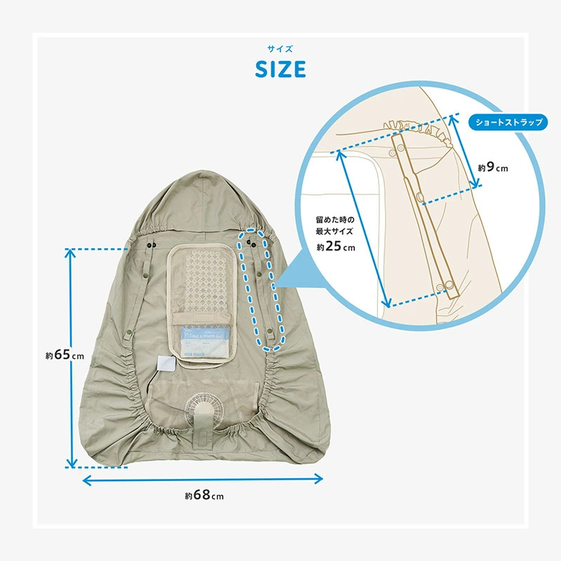 空調抱っこひもカバー 抱っこ紐 ケープ 空調服 扇風機 ファン 送風 暑さ対策 エルゴ エルゴベビー 紫外線 空冷ケープ 