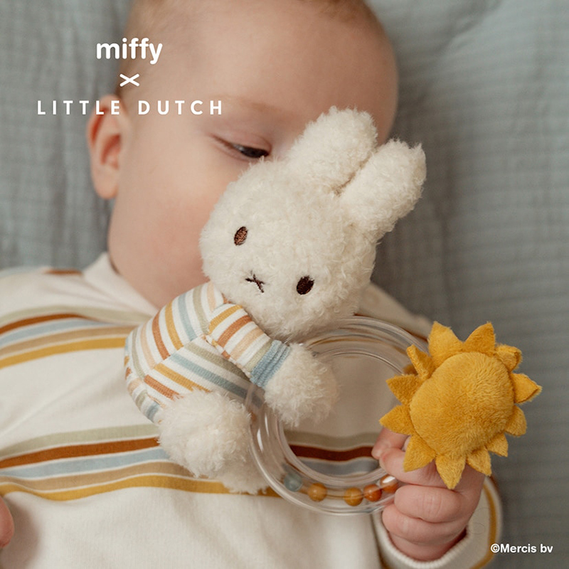 ミッフィー リトルダッチ miffy x Little Dutch リングラトル ヴィンテージリトルフラワー ヴィンテージサニーストライプ オランダ発 出産祝い 誕生日 お祝い