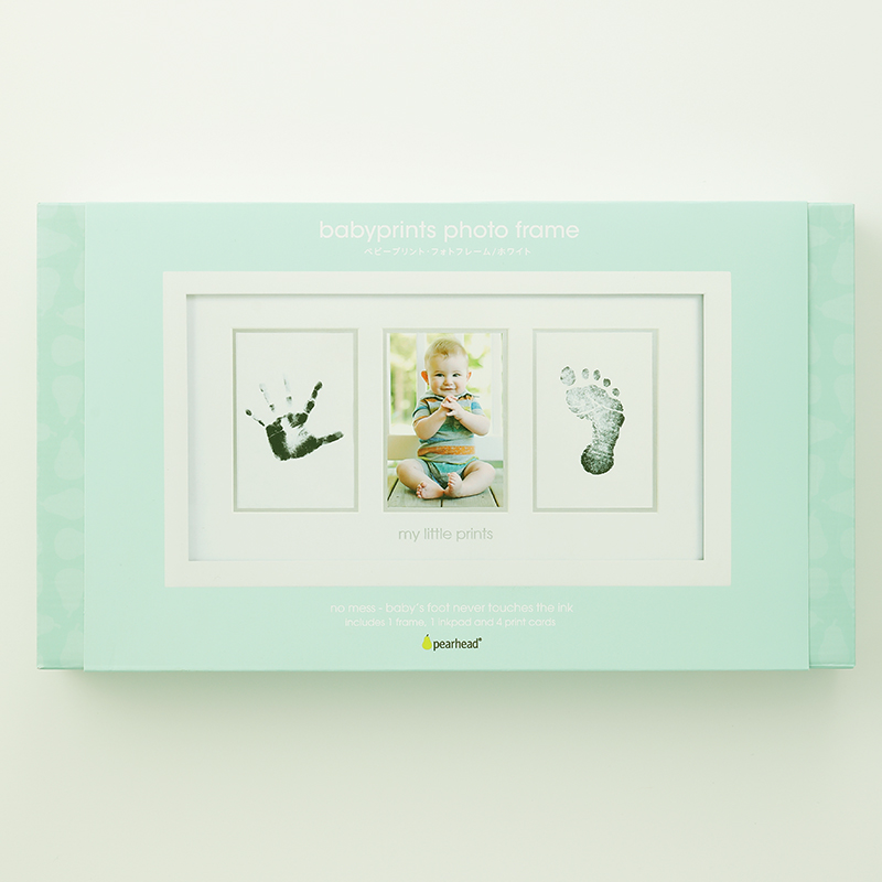 赤ちゃん記念の写真立て pearhead ペアヘッド 手洗い不要 ベビープリント・コラージュフレーム 足形・手形が簡単に取れる インク不要